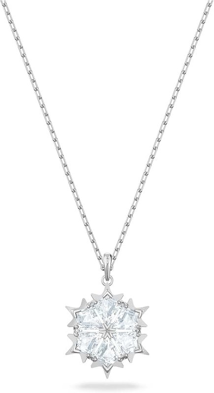 Swarovski Magic Pendant Necklace, Snowflake, White Crystals in a Rhodium Plated Setting