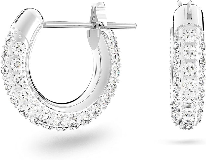 Swarovski Dextera Hoop Earrings Collection, White Crystals in a Rhodium or Rose Gold-Tone Plated Setting