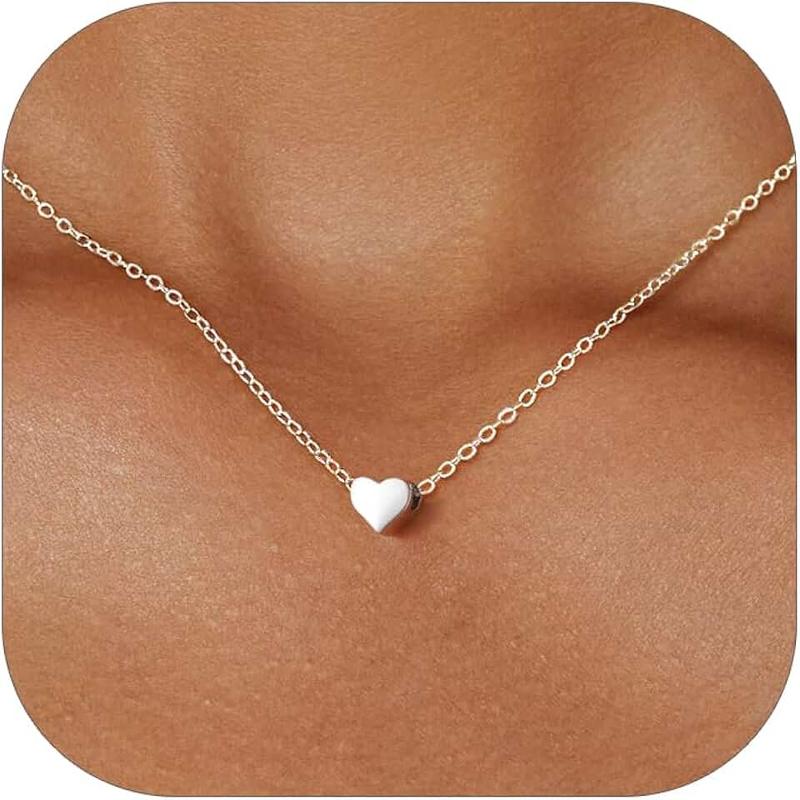 ChicSilver Personalized 925 Sterling Silver Dainty Small Heart/Star/Moon/Dot/Triangle Pendant Necklace for Women, Silver/Gold/Rose Gold/Black (with Gift Box), 18 inches x 0.3 inches x 0.2 inches, 01