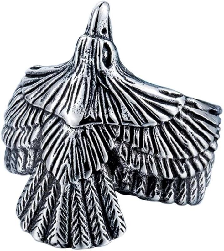 SINLEO Men's Stainless Steel Hawk Eagle Ring Skyhawk Sculpture Biker Band Silver Gold