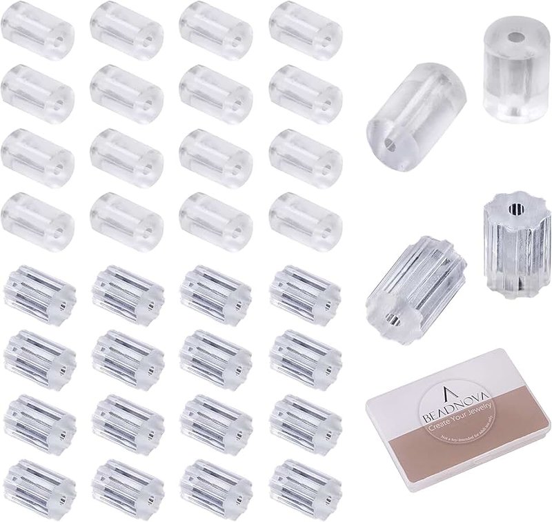 BEADNOVA BEADNOVA Silicone Clear Plastic Earring Backs - Rubber Pierced Stoppers, Hypoallergenic Safety Replacement for Hook Earrings (1000 Pcs)