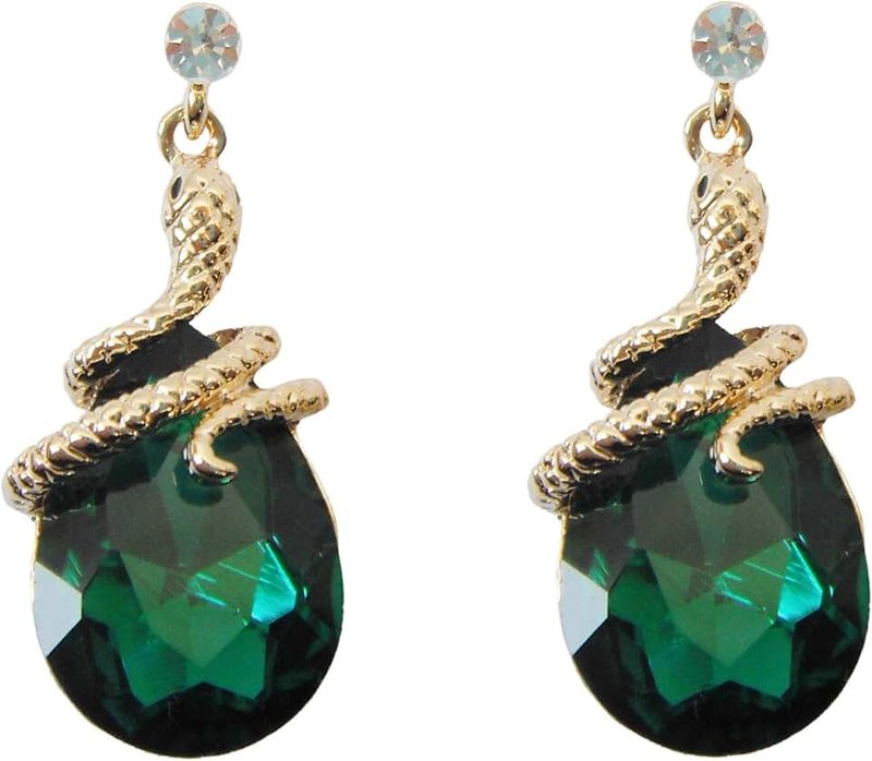 Navachi 18k Gold Plated Crystal Zircon Snake Drop Dangle Stud Earrings