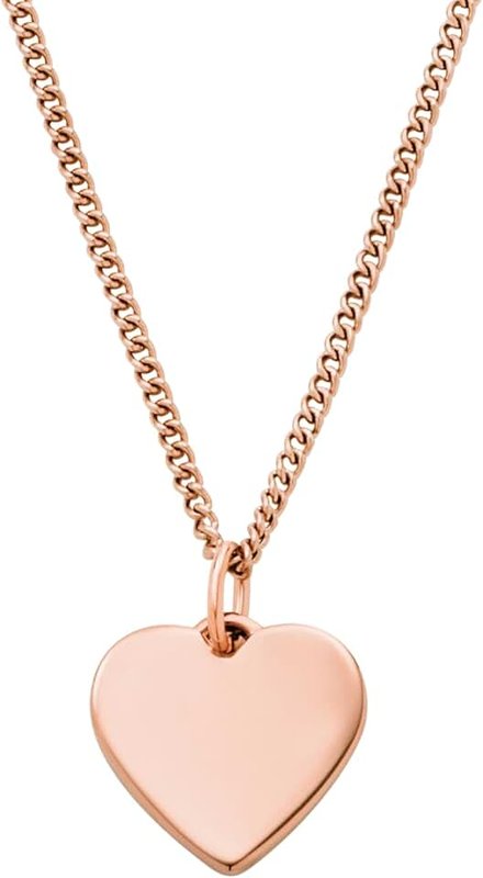 FOSSIL Women's Plated Stainless Steel Engravable Personalized Gift Pendant Chain Necklace