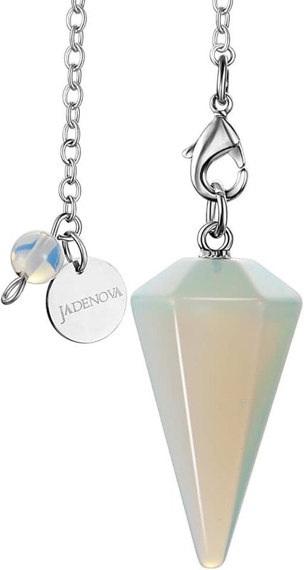 JADENOVA Pendulum Crystal Natural Amethyst Healing Pendant Necklace for Women Divination Dowsing (Crystal with 2 chains)
