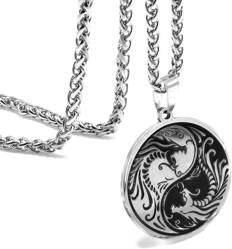 ZONICTA Dragon Yin Yang Necklace for Men - Jewelry Stainless Steel Amulet Pendant Necklace with Gift Box