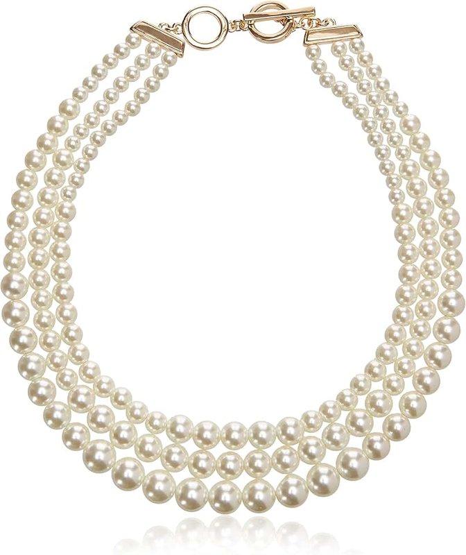 Anne Klein Women's Gold-Tone Blanc Pearl Collar Necklace