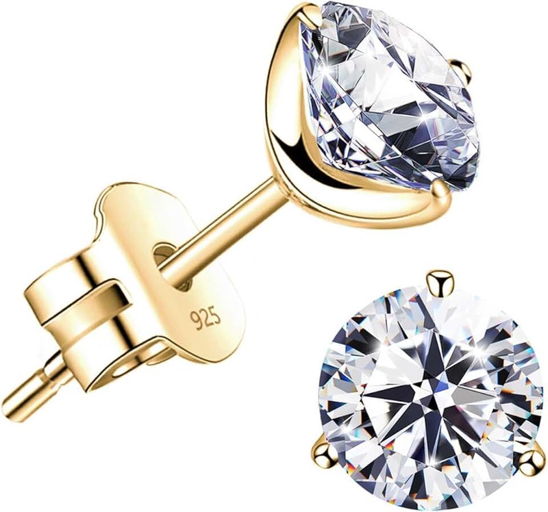 Raneecoco "STUNNING FLAME" 18K Gold Plated Silver Brilliant Cut Simulated Diamond Cubic Zirconia Stud Earrings