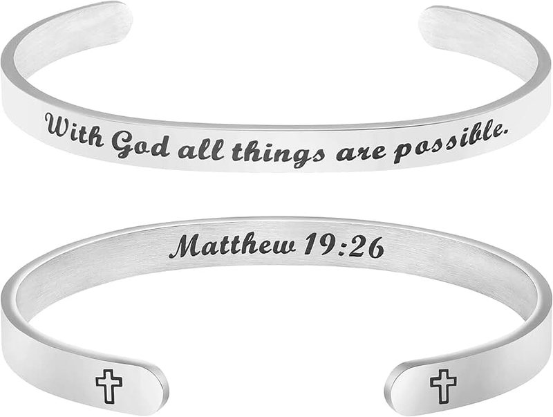 MEMGIFT Christian Bracelets for Women Inspirational Gifts Bible Verse Religious Faith Jewelry Cuff Bracelet Mothers Day Christmas Birthday Jewelry for Her Mother Daughter