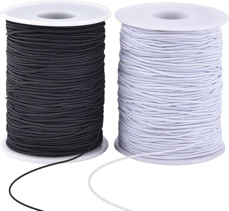 Zealor 2 Roll 1 mm Elastic String Cord Elastic Thread Beading String Cord for Jewellery Making Bracelets Beading 100 Metres/Roll (White and Black)