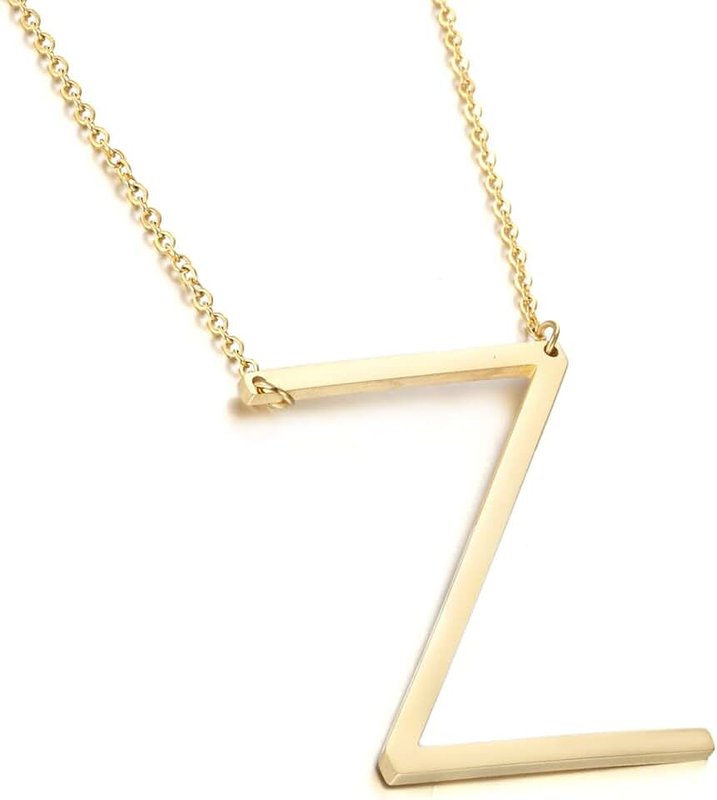MEMGIFT Initial Necklace Big Letter Monogram Pendant Jewelry for Girls Women Her Bridesmaid Gift Best Friends
