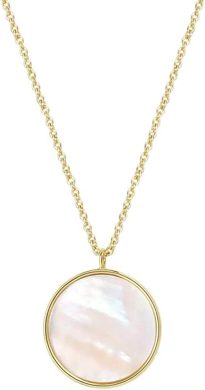 COZLANE Gold Crescent Moon and Star Pendant Necklace for Women in Abalone and Mother of Pearl Shell