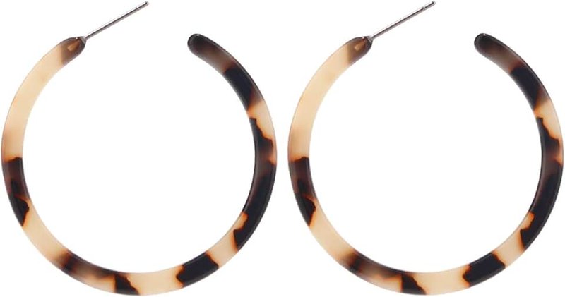 BaubleStar BaubleStar Tortoise Shell Resin Hoop Earrings Fashion Jewelry