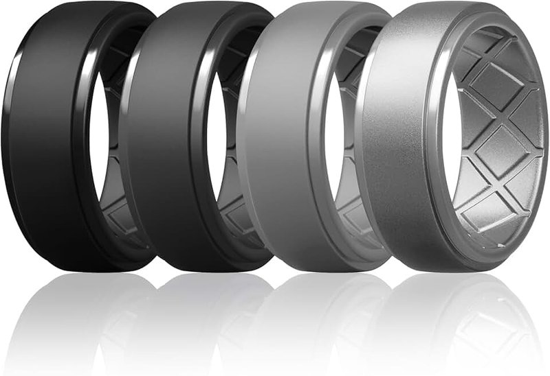 Egnaro Silicone Wedding Ring,Premium Silicone Wedding Bands Men,Rubber Bands,Flexible,Skin Safe &Comfortable