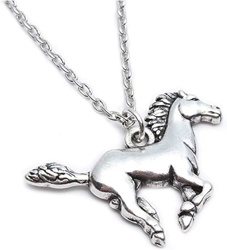 CCBFY Silver Horse Gifts for Girl Teen Kids Necklace Stainless Steel Necklace Horse Jewelry for Women Gift 18"+2"