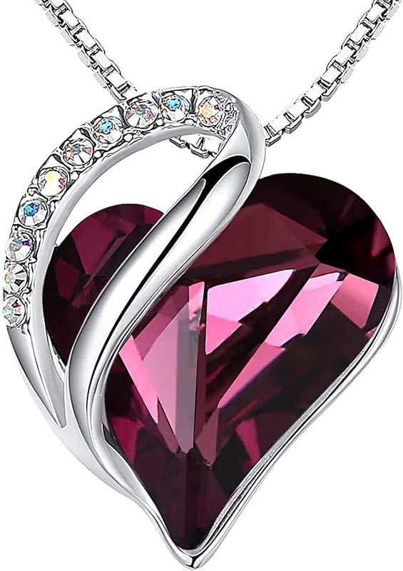 Leafael Infinity Love Heart Necklace, Birthstone Necklace for Women, Jewelry for Women with Healing Crystals, Allergy-Free Pendant Necklace