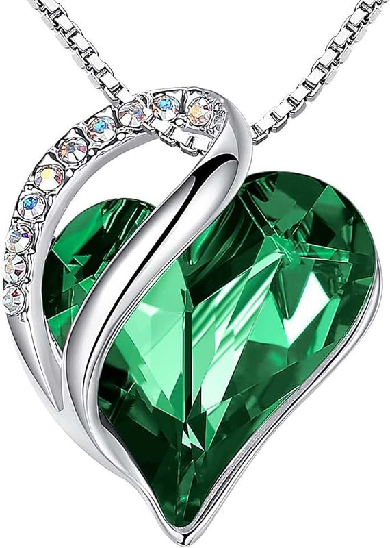 Leafael Infinity Love Heart Necklace, Birthstone Necklace for Women, Jewelry for Women with Healing Crystals, Allergy-Free Pendant Necklace