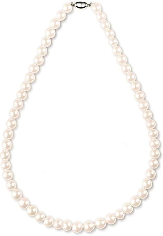 JORA White Freshwater Cultured Pearl Necklace for Women in 18 Inch Princess Length