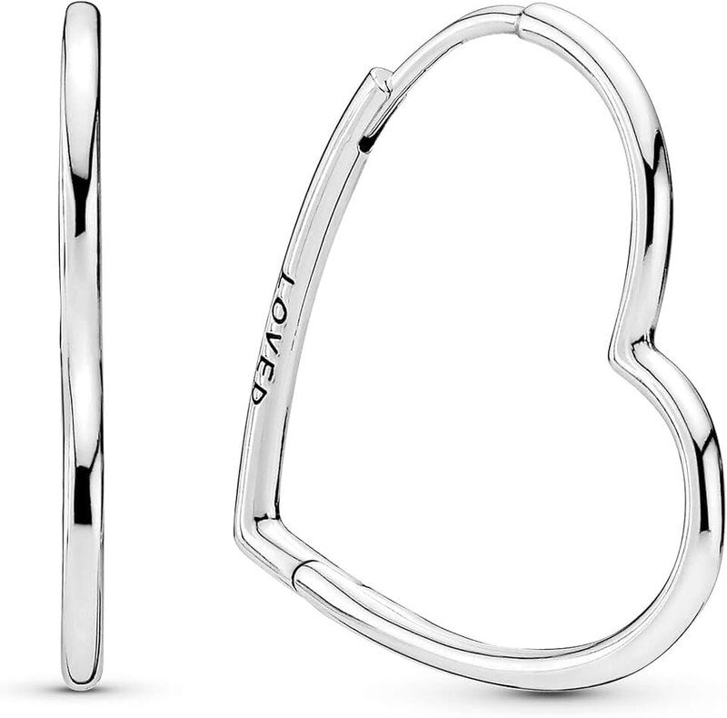 PANDORA Moments Women's Sterling Silver Asymmetrical Heart Hoop Earrings