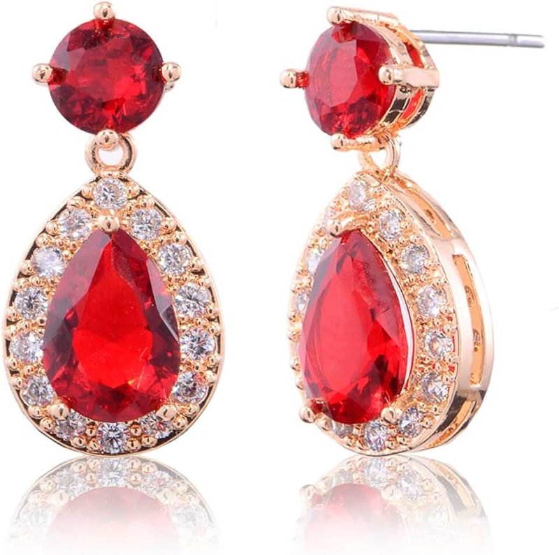 Mycitta CZ Teardrop Dangle Earrings for Women Small Sterling Silver Crystal Cubic Zirconia Simulated Diamond Rhinestone Birthstone Bridal Drop Earrings for Wedding Bride Bridesmaids Mother of Bride Gift