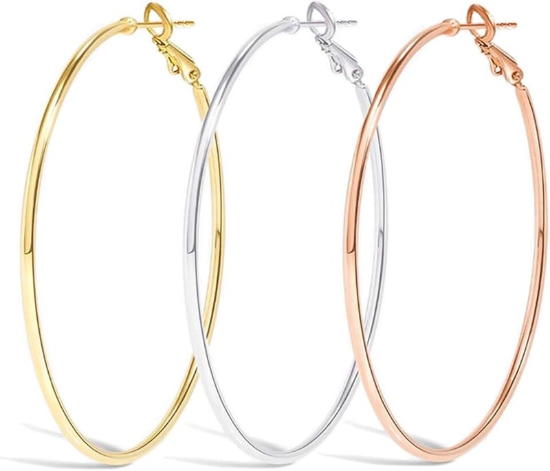 Cocadant Gold Hoop Earrings for Women Girls Multipack,Silver Big Hoop Earrings for Women Stainless steel Large Hoop Earrings
