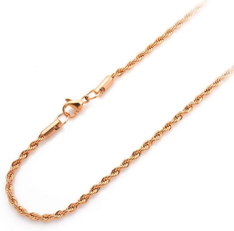 555Jewelry Stainless Steel Hypoallergenic Twisted Singapore Rope Chain Necklace