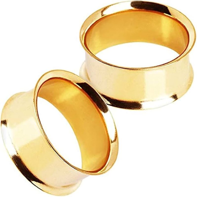 Pierced Owl Gold Plated Stainless Steel Double Flared Tunnel Plug Earrings, Sold as a Pair