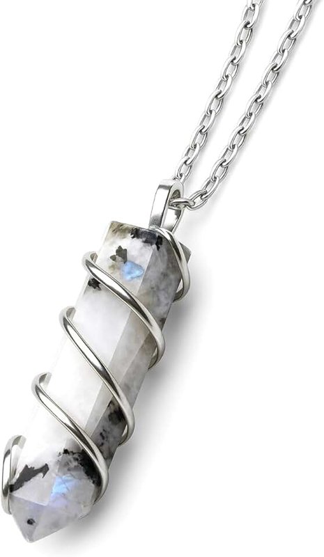 Sugandha Wellness Rainbow Moonstone Healing Crystal Necklace - Lunar Pendant Balance, Inner Light, Love & Creativity