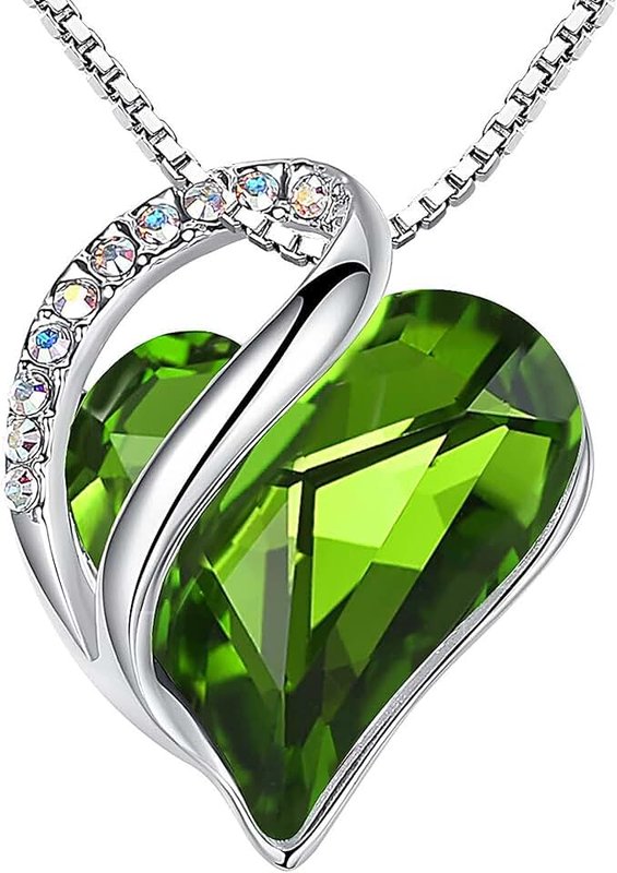 Leafael Infinity Love Heart Necklace, Birthstone Necklace for Women, Jewelry for Women with Healing Crystals, Allergy-Free Pendant Necklace