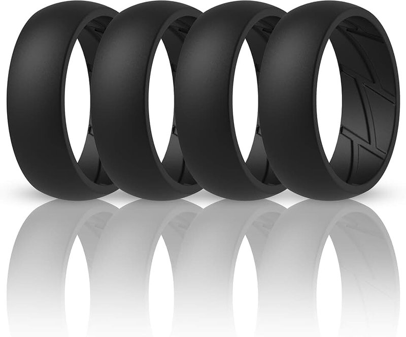 ThunderFit Silicone Wedding Rings for Men - 7 Rings / 4 Rings / 1 Ring Breathable Edition Rubber Engagement Bands - 8.5mm Wide - 2.5mm Thick