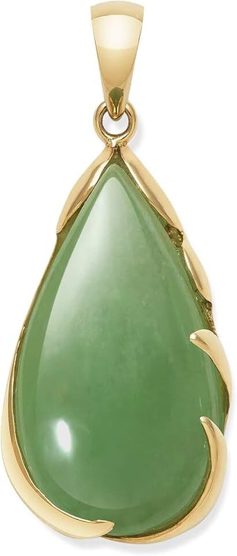 Belacqua 14k Gold Natural Jade Teardrop Necklace Pendant