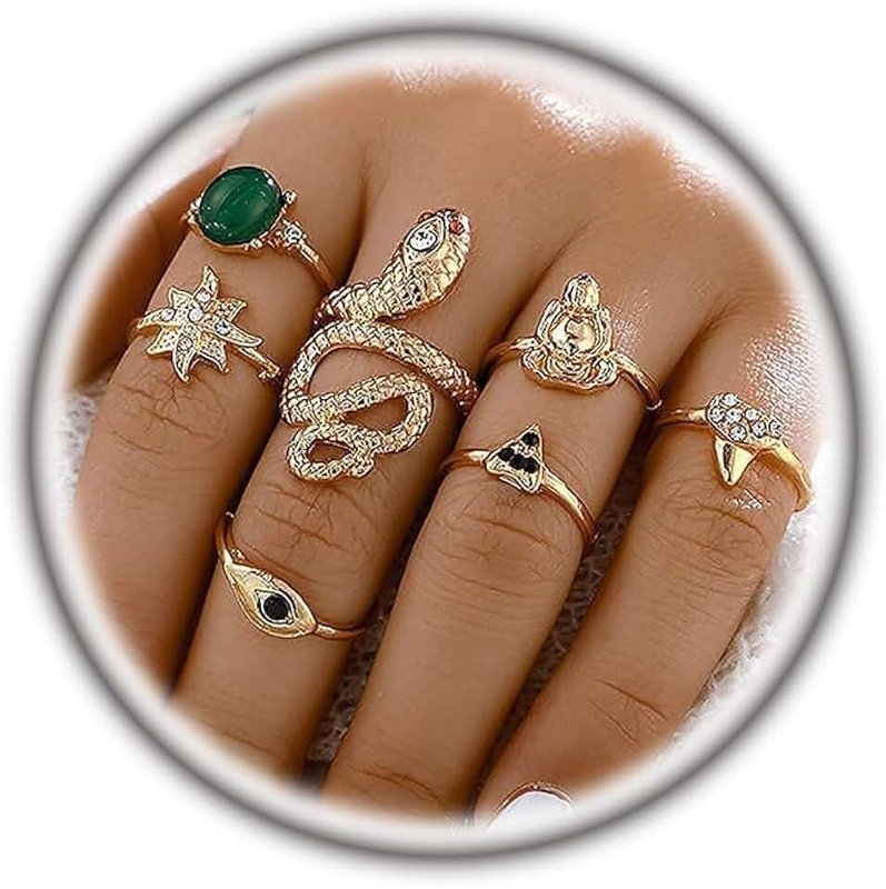 YOOESTORES82 Gold Boho Ring Sets Stackable Knuckle Ring Vintage Snake Finger Rings Set Stacking Joint Midi Trendy Rings Sets for Women Girls