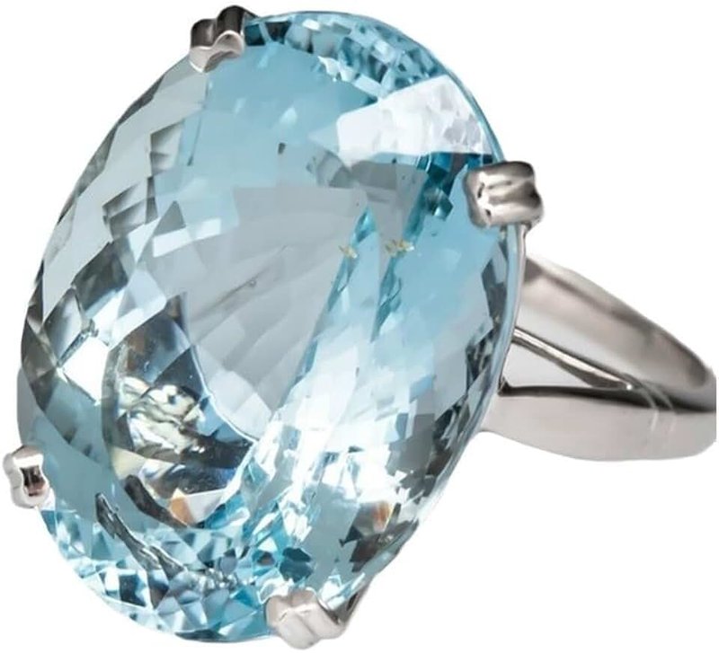 MAIHAO MAIHAO Vintage Fashion Women 925 Silver Oval Cut Aquamarine Gemstone Ring Engagement Wedding Jewelry Size 5-11 (US Code 11)