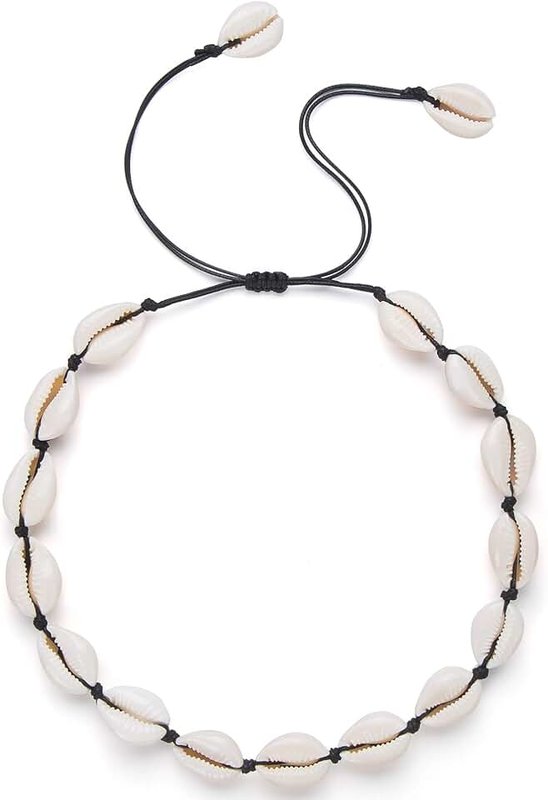 Nackiy Handmade Sea Shell Necklace Choker for Women Summer Adjustable Natural Shell Collar Necklace
