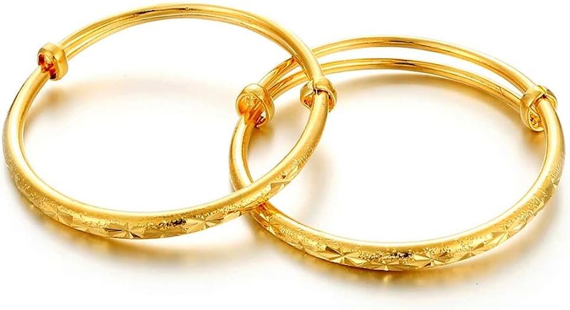 Ethlyn Ethlyn 2pcs/lot 18K Gold Plated Stars Kids Lucky Bangles &bracelets Birthday Christmas Gifts for baby boys and girls