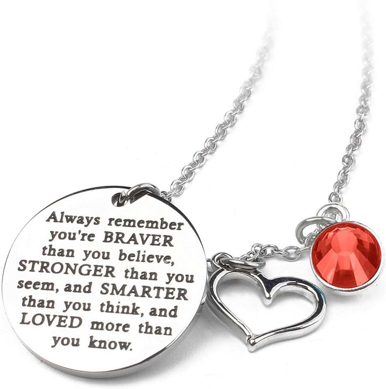 Haoze You are Braver Than You Believe Inspirational Necklace Birthstone Graduation Gift Best Friend Encouragement Gifts Birthday Gift