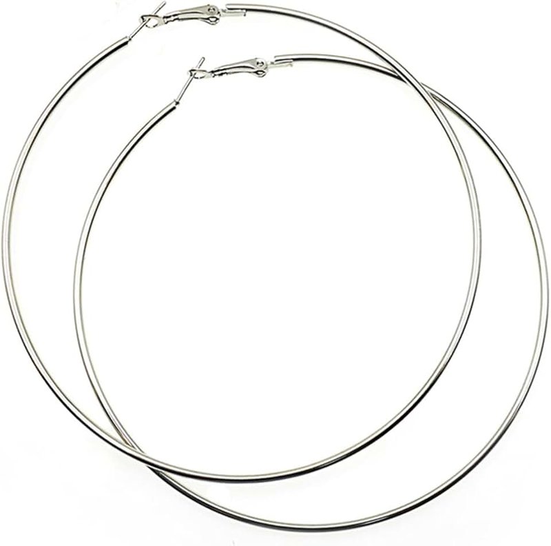 Yilanair Hypoallergenic Extra Large Basketball Hula Hoop Earrings for Women Men - Big Thin Hoop Earrings