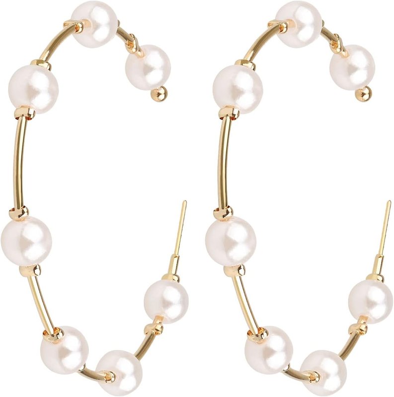 XMITHJLS Pearl Hoop Earrings for Women Fashion Hypoallergenic Girls Pearl Earrings Drop Dangle Earrings Jewelry Gifts