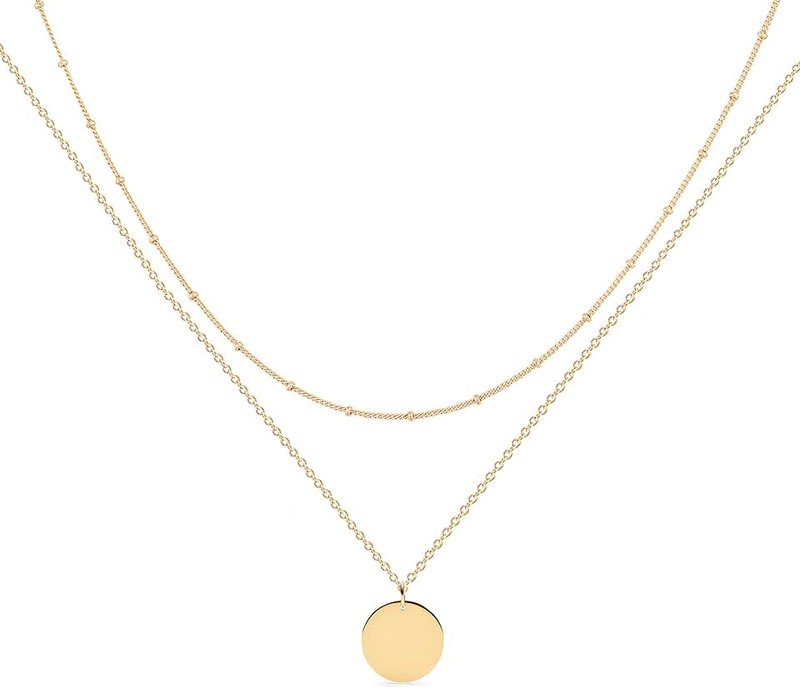 Mevecco Layered Heart Necklace Pendant Handmade 18k Gold Plated Dainty Gold Choker Arrow Bar Layering Long Necklace for Women