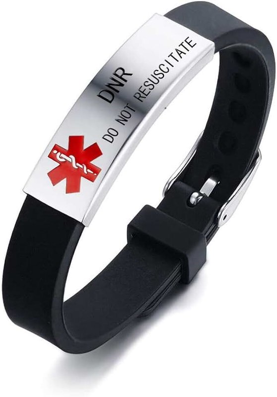 HEABY HEABY Medical Alert ID Bracelet Laser Engraved DO NOT RESUSCITATE Adjustable Wristband for Men Women Kid Emergency First Aid