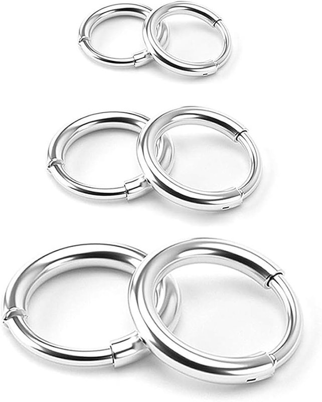 Oanvider Surgical Stainless Steel Hoop Earrings - Endless Small Hoop Earrings Set for Men Women, Hypoallergenic Tragus Cartilage Sleeper Earrings(8/10/12mm)