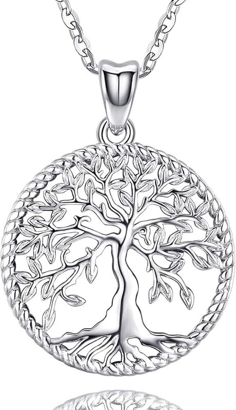 Odinstone Tree of Life Necklace, Sterling Silver Pendant for Women Girls, Best Jewelry Gifts For Mom/Wife/Grandma/Girlfriend(With Fine Gift Box)