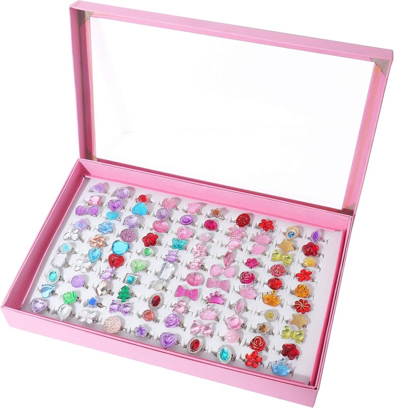 SOTOGO Little Girl Rings - Pretend Play & Dress Up Set, 100 Pieces