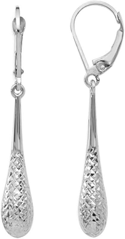 LeCalla Sterling Silver Jewelry Tear-Drop Dangle Leverback Earrings for Women Girl