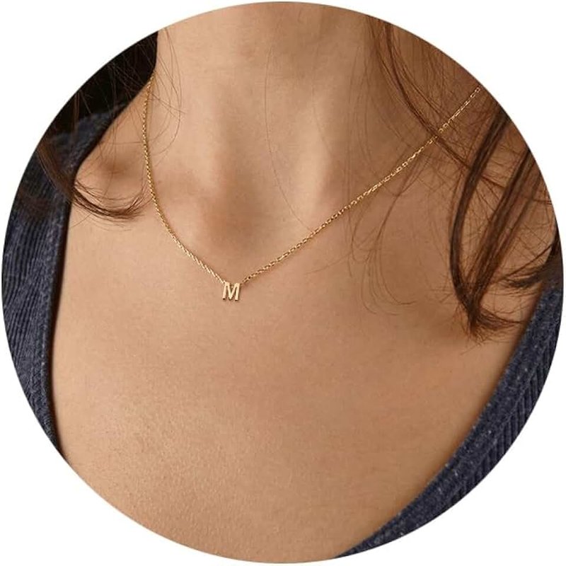 Scaleer Small Initial Necklace 18K Gold Plated Stainless Steel Tiny Letter Necklace Personalized Monogram Name Necklace for Women