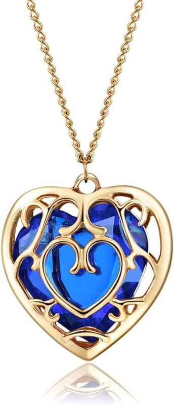 AILUOR Heart Container Necklace - Cosplay Anime Jewelry With Created Sapphire Ruby Big Heart Pendant - Valentine's Gifts for Women Men