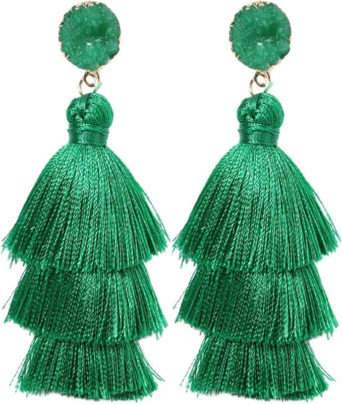 Rave Envy Colorful Tassel Earrings for Women | Layered Tassle Earrings | Choice of Color