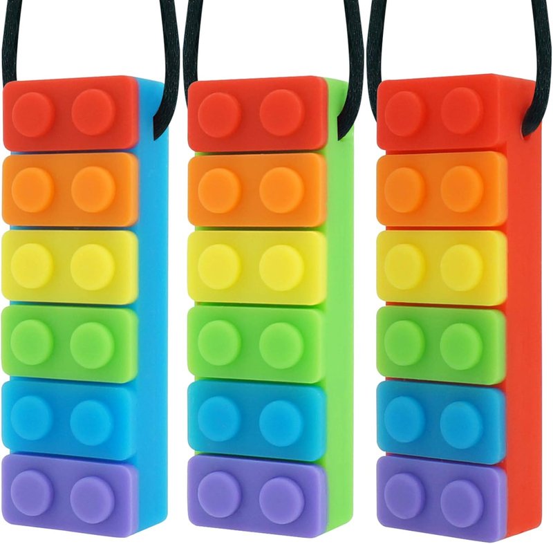 Panny & Mody Australian Local Manufacturer Sensory Necklaces Jewelry for Boys and Girls(3 Pack), Rainbow Pendant Chewy Sticks Autism Toys Set for Kids Chew Sensory Motor Aids