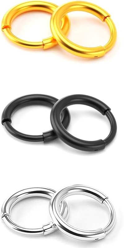 Oanvider Surgical Stainless Steel Hoop Earrings - Endless Small Hoop Earrings Set for Men Women, Hypoallergenic Tragus Cartilage Sleeper Earrings(8/10/12mm)