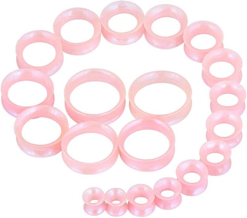 Longbeauty 20pcs Tunnels Kit 2g-1" Silicone Ear Skin Gauges Plugs Ear Expander Stretching Set