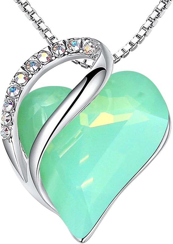 Leafael Infinity Love Heart Necklace, Birthstone Necklace for Women, Jewelry for Women with Healing Crystals, Allergy-Free Pendant Necklace